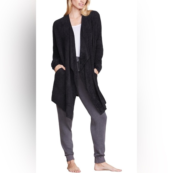 Barefoot Dreams CozyChic Lite Island Wrap Open Front Cardigan Black Size L/XL - Picture 2 of 11